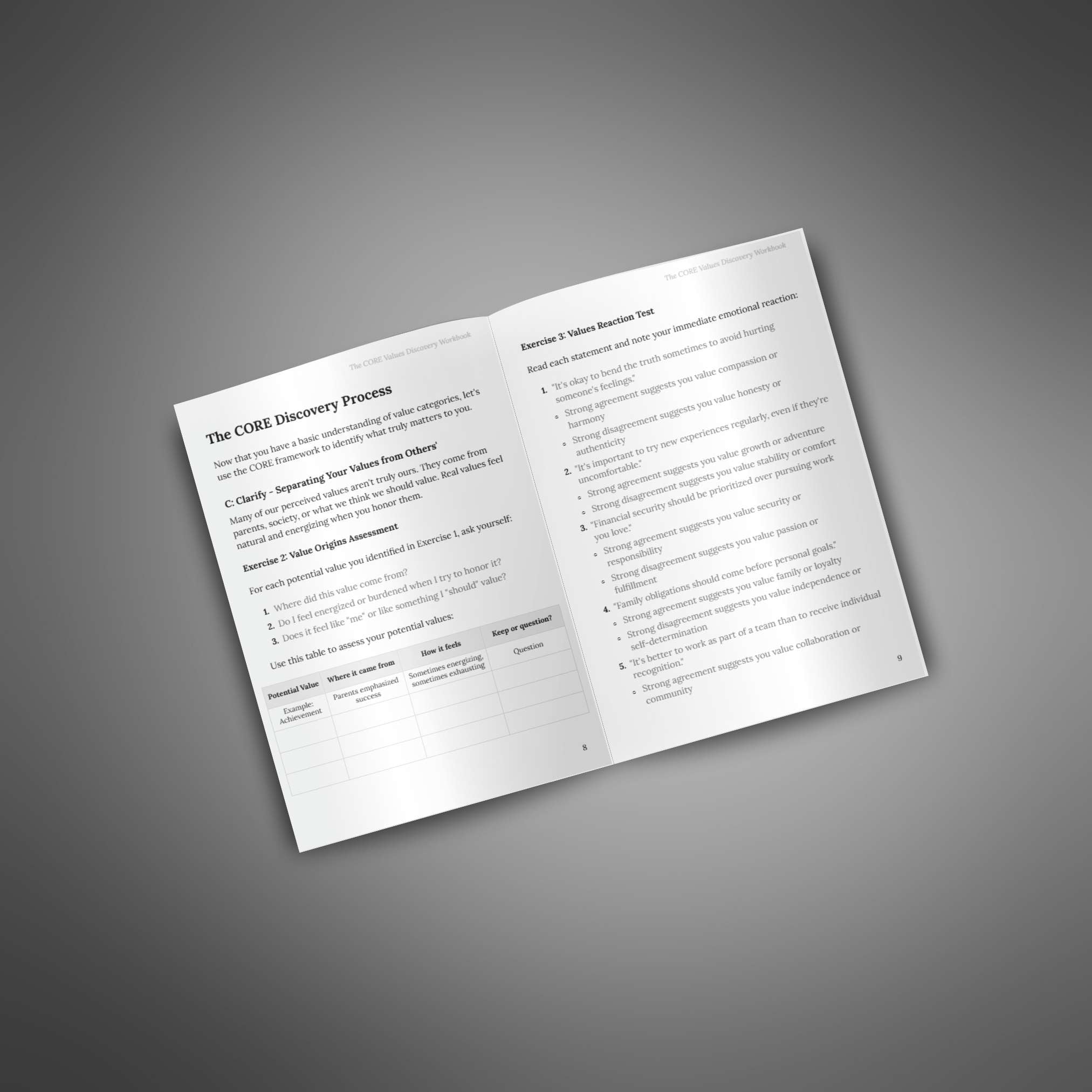The CORE Values Discovery Workbook